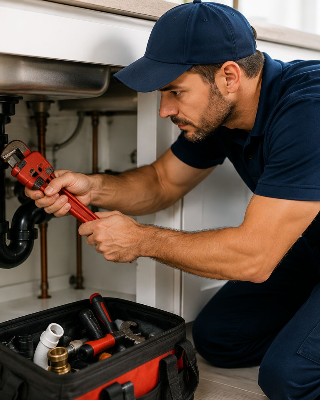 Plumber at work